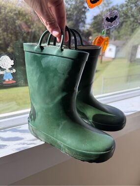 Kids barefoot Green Waterproof wide toe rainboots